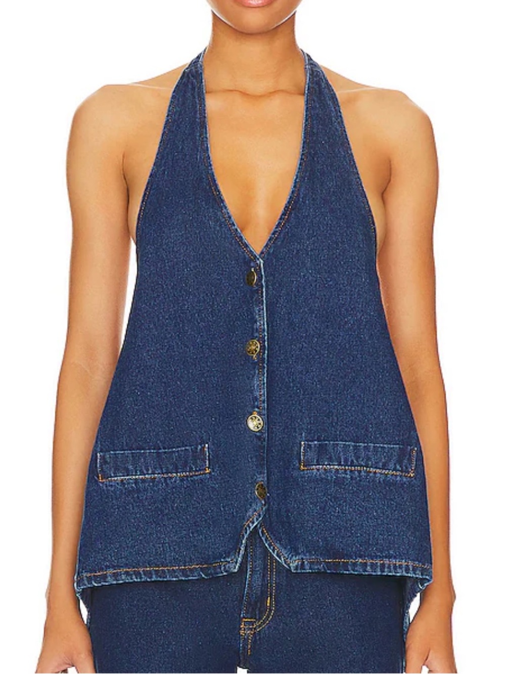Lioness Hills Halter Top in Dark Denim
